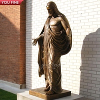 YOUFINE Reproduction de Statue Antique en Bronze Jésus Sculpture en Bronze Taille Naturelle pour Décoration d'Église et de Cour