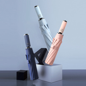 Paraguas Plegable Automático de 3 Pliegues con Varillas de Acero, para Sol y Lluvia, Portátil, Ligero, Negro, Rosa, Azul - Product Image 2