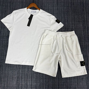 Nouvelle Tendance 2026 Ensemble Deux Pièces Décontracté 100% Coton Oversize Basique Stone Classic Island à Manches Courtes Pour Hommes - Product Image 3