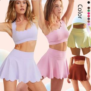 A-förmiger Tennis-Rüschen saum rock mit hoher Taille Eingebaute Shorts mit leichter Tasche Fitness-Fitness-Tischtennis rock für Frauen - Product Image 1