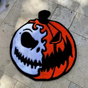 Su misura spettrale divertente di Halloween peluche Area coperta per <span class=keywords><strong>camera</strong></span> <span class=keywords><strong>da</strong></span> <span class=keywords><strong>letto</strong></span> grazioso bianco fantasma zucca in acrilico morbido pelo lungo spessi <span class=keywords><strong>tappeti</strong></span> irregolari - Product Image 1