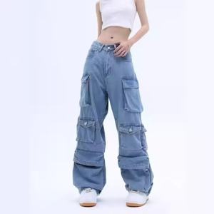 2025 Fashion Street Wear Loose <b>Low</b> <b>Rise</b> Jeans High Quality <b>Cargo</b> Denim Baggy Jeans for Ladies - Product Image 3