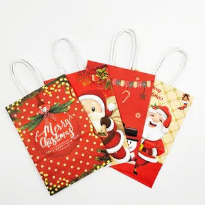 Wholesale Merry Kraft Gift Candy Cookie Santa Claus Toy Christmas Craft Favor Paper Bag