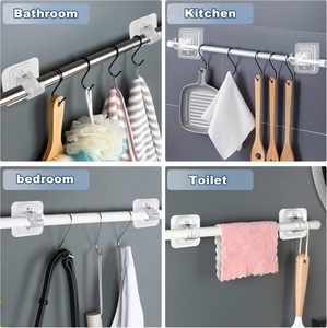 Single Tier Bathroom Self-Adhesive Transparent <b>Plastic</b> Curtain Rod Bracket <b>Hook</b> with Multifunctional Design - Product Image 4