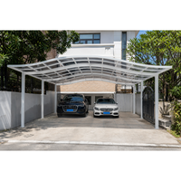Abri de voiture moderne en aluminium, kit d'installation modulaire facile, configuration double place pour jardin extérieur, maison, garage