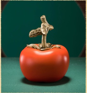 Bonne fortune avec les kakis et les cacahuètes porte-bonheur. Cette sculpture a été sculptée et coulée par Bozhiyi. - Product Image 4