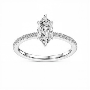 Bague de fiançailles en or 10KT 14KT 18KT en argent sterling 925 avec diamant de laboratoire taille marquise 1,00 carat pour femme, couleur VVS VS EF - Product Image 6