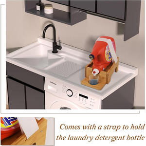 Nuovo arrivo porta detersivo per bucato in bambù con vassoio ad angolo portabicchieri porta <span class=keywords><strong>detersivi</strong></span> con cinturino per lavanderia <span class=keywords><strong>Organizer</strong></span> - Product Image 3