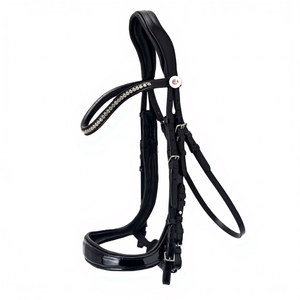 Bride anatomique de cheval en cuir de qualité supérieure avec bande de sourcil décorative avec rembourrage doux, grossiste fabricant - Product Image 1