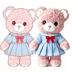 ตุ๊กตาหมีเท็ดดี้น่ารัก ทำจากผ้าฝ้าย PP นุ่ม พร้อมขนฟูหยิก แต่งคอปกกะลาสี โบว์สีแดง ของเล่นคลายเครียด - Product Image 1