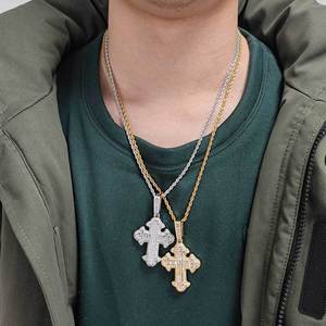 Real Gold Plated Hip Hop <b>Iced</b> Out Cross Pendants 925 Sterling Silver Custom Moissanite Jewelry Pave Setting Classic Bling Charms - Product Image 4