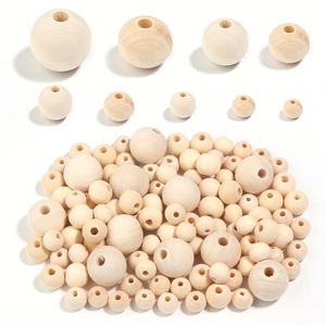 Perles en bois naturel pour la décoration intérieure, fournitures de perles en bois en vrac pour l'artisanat DIY - Product Image 1
