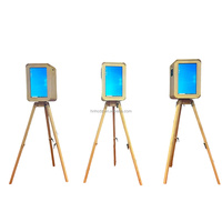 Photomaton en bois avec écran tactile de 18,5 pouces, photomaton en bois pour mariage, compatible avec l'appareil photo et l'iPad
