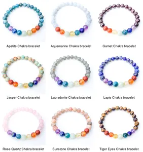 En Stock pierres précieuses naturelles cristal <span class=keywords><strong>de</strong></span> guérison 8mm perles rondes élastique Bracelet réglable pour femmes hommes bracelets <span class=keywords><strong>de</strong></span> Yoga - Product Image 2