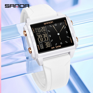 Sanda 6273 thời trang đồng hồ điện tử cho người đàn ông sáng 5ATM Đồng hồ chống thấm nước thể thao ngoài trời giản dị phụ nữ kỹ thuật số Đồng hồ đeo tay - Product Image 4