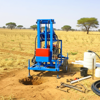 Foreuse de puits d'eau portable sur roues 100m 150m 200m avec moteur diesel 35HP et pompe à boue pour forage souterrain
