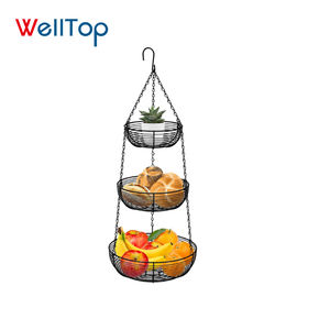 Welltop Estante De Almacenamiento De Metal De 3 Niveles De Acero Moderno Y Aluminio Cesta De Frutas Y Verduras Organizador De <span class=keywords><strong>Cocina</strong></span> - Product Image 1