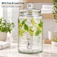 Distributeur de boissons en verre martelé de 11 L (3 gallons) avec robinet, grand distributeur de jus pour restaurant, buffet, vente en gros, OEM