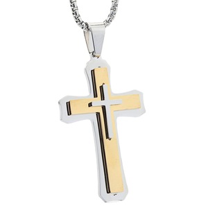 <b>Cross</b> Pendant Necklace Stainless Steel Gold Silver Tone Unisex Fashion Jewelry Gift - Product Image 5