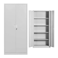Armoire de classement métallique à 2 portes verrouillables pour bureau, mobilier moderne avec cinq étagères réglables