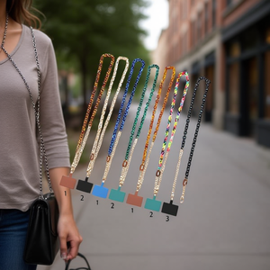 Catena per Borsa in Acrilico con Chiusura a Lucchetto, Catena per Telefono Lunga 120 Cm con Anello Ovale, Catena a Doppio Uso - Product Image 2