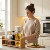Dispensador de Aceite de Cocina 2 en 1, de Vidrio de Grado Alimenticio, 600 ml, Hermético, Apto para Lavavajillas, Antiderrames, Rociador de Aceite para Freír