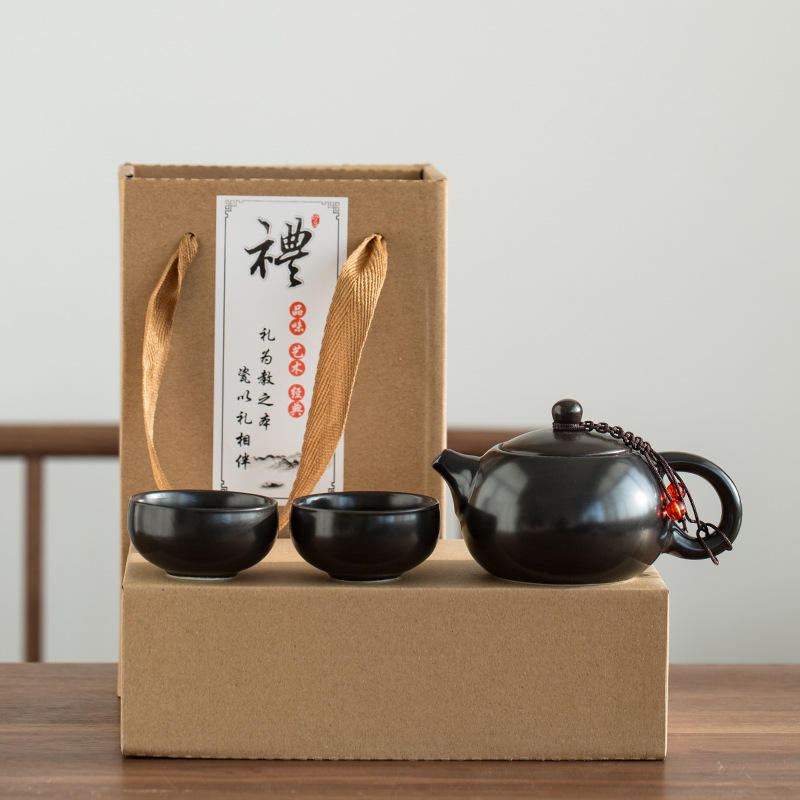 Black Xishi Teapot (1 teapot, 2 cups, tied with red beads)