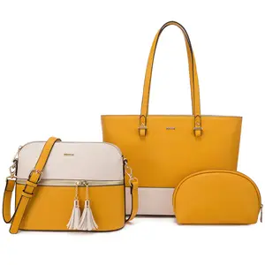 Lovevook brand custom handbags 3 pcs set OEM ODM design fashion tote bag women purses and handbags ladies hand bags for women