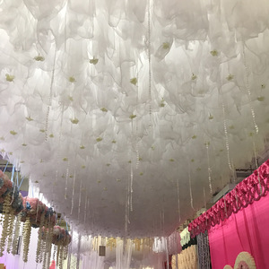 <span class=keywords><strong>Mariage</strong></span> chaud nuage forme blanc plafond rideaux décoration <span class=keywords><strong>mariage</strong></span> pure mousseline de soie tissu draperie suspendus décorations - Product Image 2