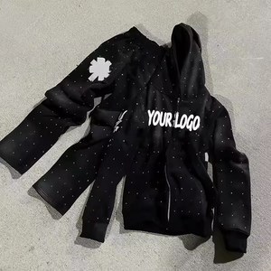 Tùy Chỉnh Rhinestone Logo OEM Quần Áo Người Đàn Ông Sweatsuit Set 2 Mảnh Tracksuit Cho Nam Giới Quần Bó Sát Và Áo Bộ - Product Image 1