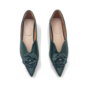 맞춤형 로고 디자인 여성 우아한 드레스 슈즈 도매 여성 정장 신발 패셔너블한 그린 여성 플랫 슈즈 소녀용 - Product Image 4