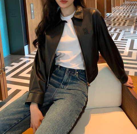 3165 New High Quality Street Style Zipper Short Black Real Leather Jacket Women 2026