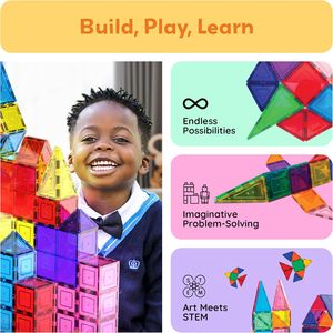Set di Costruzioni Magnetiche in Plastica, Blocchi 3D, Tavole da Gioco per Età <span class=keywords><strong>4</strong></span>-9 Anni, 7,5 cm, Creatività, Educativo e Ricreativo - Product Image 5
