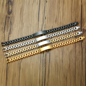 Bracelets de luxe personnalisés gravés, en acier inoxydable 316L plaqué or, style bracelet de montre - Product Image 6