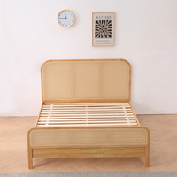 Cadre de lit double moderne de haute qualité meubles de chambre à coucher en bois massif avec finition en rotin chêne doux et pin double taille