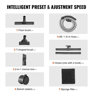 Puissant 6 pics HP humide/sec 5 gallons aspirateur petit magasin Vac tapis débris poils d'animaux voiture 2-en-1 crevasse buse souffleur - Product Image 6