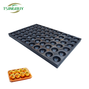 Plaque de cuisson industrielle en acier aluminisé, 60 moules demi-sphériques individuels pour friandises sphériques - Product Image 1