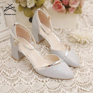 Nuevas <span class=keywords><strong>Sandalias</strong></span> de tacón de bloque metálico de verano para <span class=keywords><strong>mujer</strong></span>, <span class=keywords><strong>Sandalias</strong></span> de tacón alto Medio <span class=keywords><strong>bajo</strong></span> con correa de hebilla, zapatos de <span class=keywords><strong>mujer</strong></span> - Product Image 4