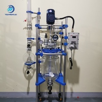 Reactor de vidrio encamisado (Horno de reacción) de 20L con certificación CE a prueba de explosiones y motor para I+D de nuevos materiales y productos químicos finos