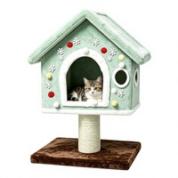 Arbre à chat moderne et luxueux pour Noël, tour d'escalade intérieure pour chat, griffoir en peluche, maisonnette pour chat, jouet en sisal, 2 niveaux, forme champignon, facile à assembler