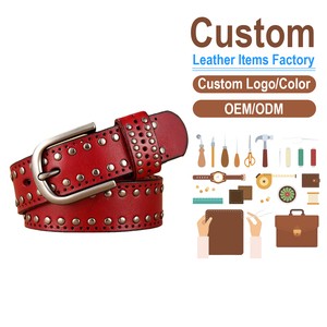 Cinturón de Cuero de Grano Completo con Tachuelas Retro para Mujer, Cinturón Ancho Informal de Piel de Vaca para Decorar Jeans - Product Image 1