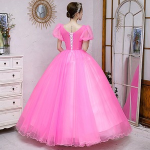 Pink Long <b>Skirt</b> Stage Performance Dress Women Polyester Vocal Performance Wear Straps Adult Size 4-2 - Product Image 2