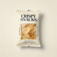 Pochette souple pour chips de pommes de terre, épaisseur et matériau personnalisés, fermeture arrière, option flexible