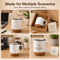 Mug en céramique personnalisé de 15 oz pour sublimation, vente en gros, gobelet à café avec poignée et base en bois, idéal pour cadeaux d'entreprise et promotionnels