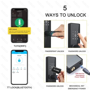 Aisuo tuya wifi thông minh Khóa Cửa Vân Tay sinh trắc học mật khẩu thẻ cerradura inteligente TT khóa kỹ thuật số tuya khóa thông minh - Product Image 3