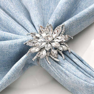 Tovagliolo di cristallo di loto anello di strass perla oro <span class=keywords><strong>fiore</strong></span> portatovaglioli per feste di matrimonio decorazione tavolo da pranzo in metallo - Product Image 3