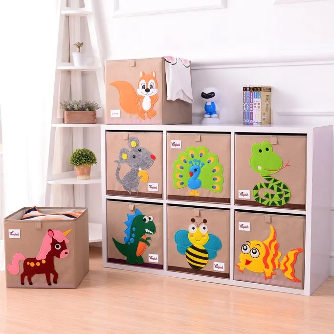 Home Storage & Organisation Stoff Falt kleidung Aufbewahrung Niedliche Organizador Box Kids Organizer Spielzeug Aufbewahrung boxen