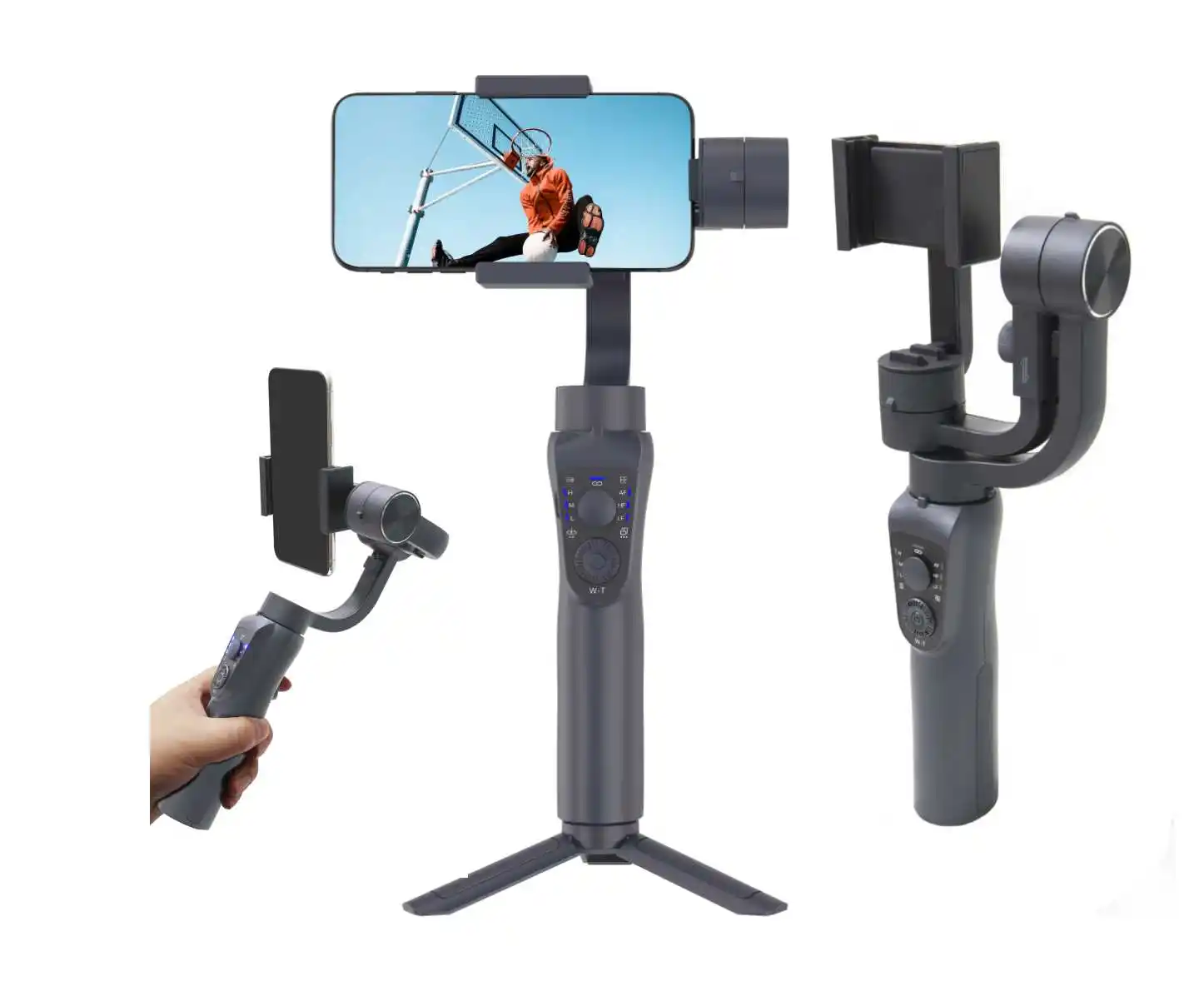 스마트 폰 또는 액션 카메라를위한 공장 앱 맞춤형 짐벌 안정기 3 축 휴대 전화 용 휴대용 휴대용 짐벌 안정기