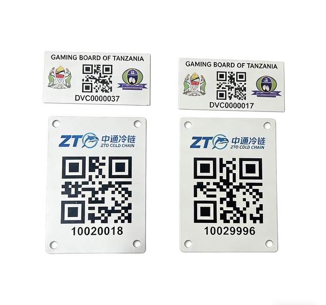 Metal Engraved Serial Number Nameplate, QR Code Barcode, Aluminum Asset Tag