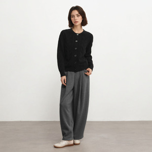 Cardigans tricotés polyvalents à col rond pour femmes 100% vestes en tricot torsadé italien en <span class=keywords><strong>laine</strong></span> pour l'hiver - Product Image 4